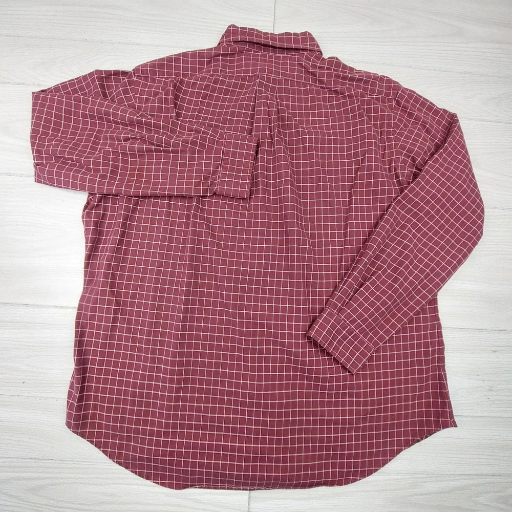 Polo Ralph Lauren Button Down Men XL Burgundy Grid Classic Fit Cotton Shirt